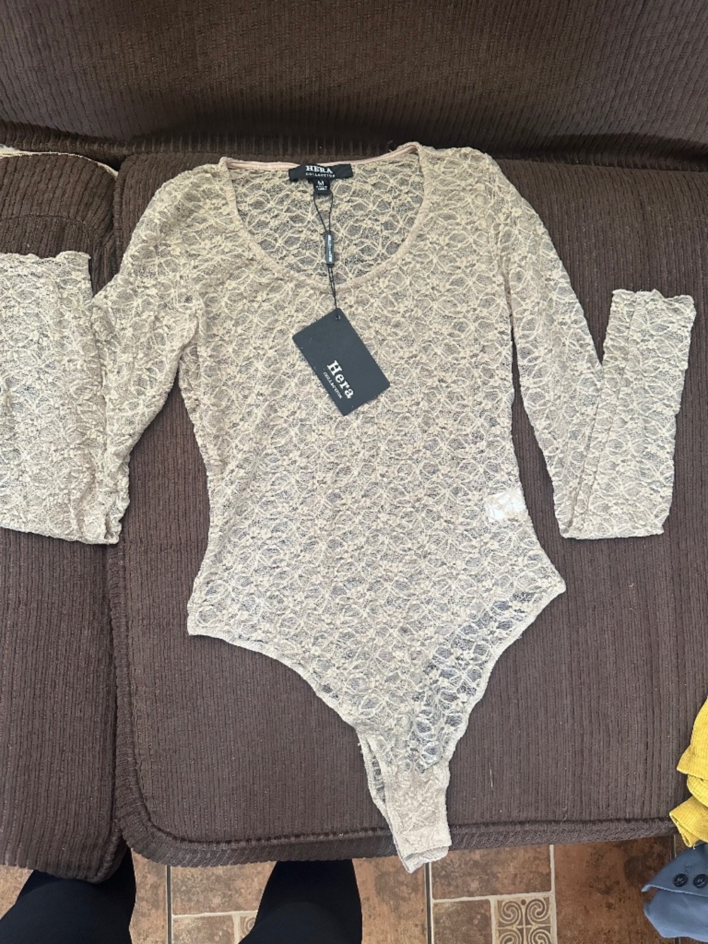 NWT Hera Collection Beige lace body suit Medium